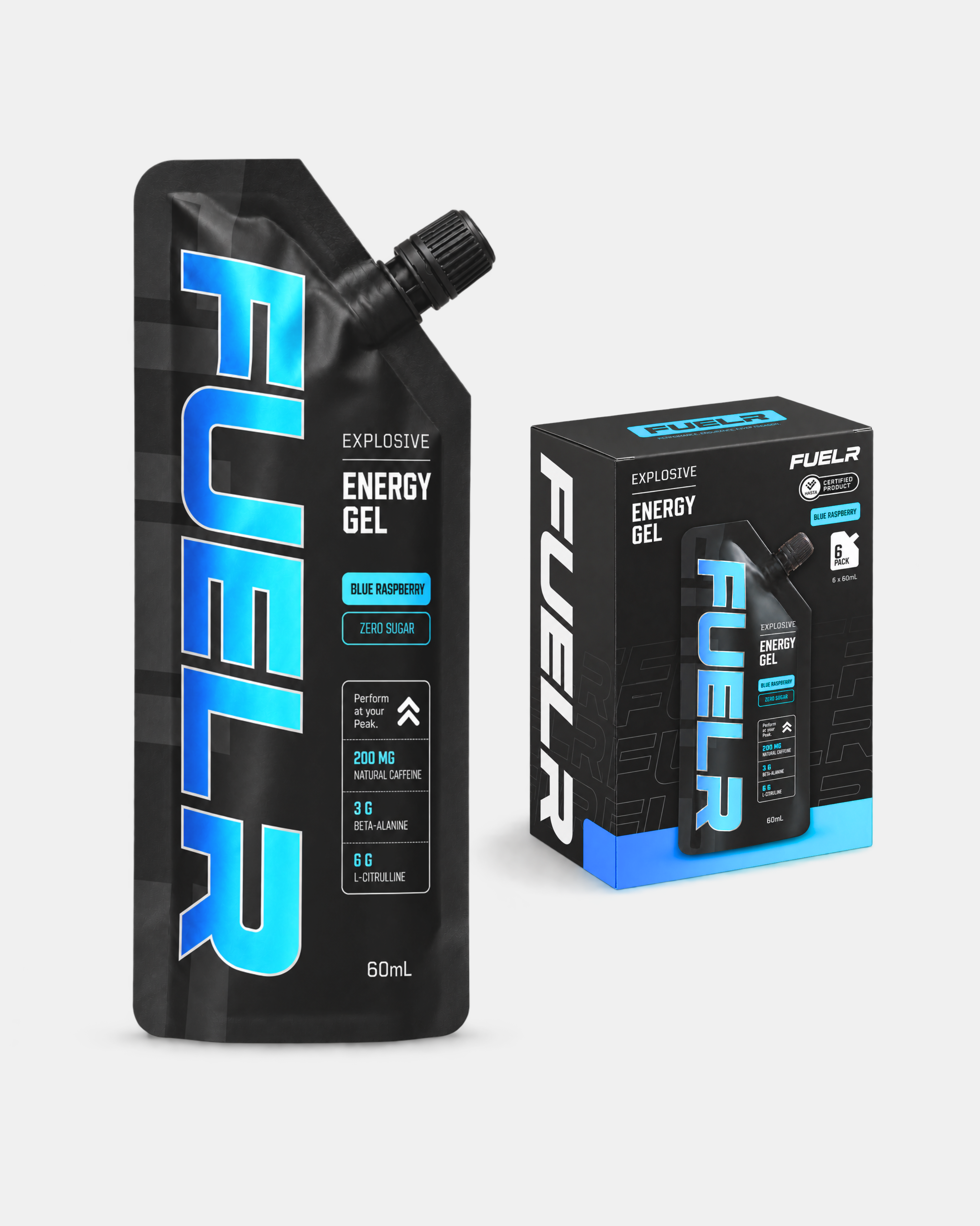 CAFFEINATED ENERGY GELS - BLUE RASPBERRY