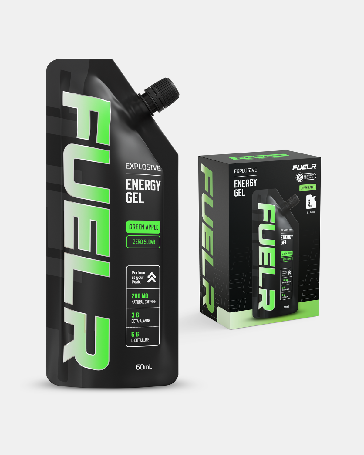 CAFFEINATED ENERGY GELS - GREEN APPLE