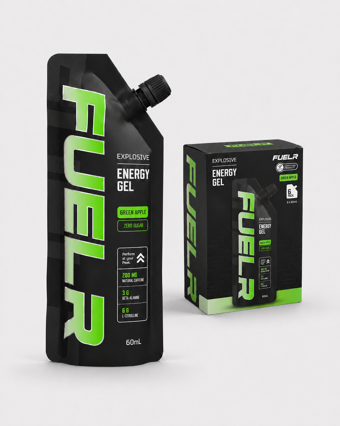 CAFFEINATED ENERGY GELS - GREEN APPLE