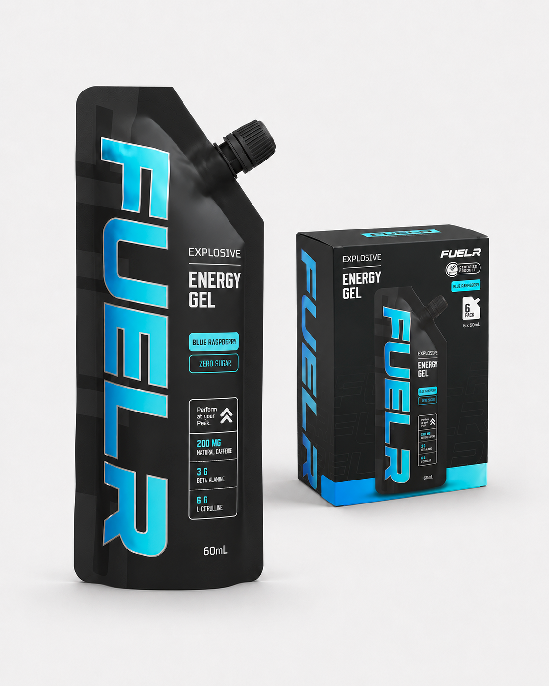 CAFFEINATED ENERGY GELS - BLUE RASPBERRY