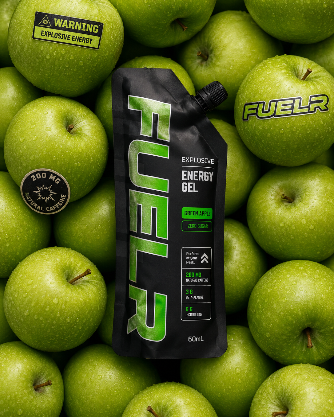CAFFEINATED ENERGY GELS - GREEN APPLE
