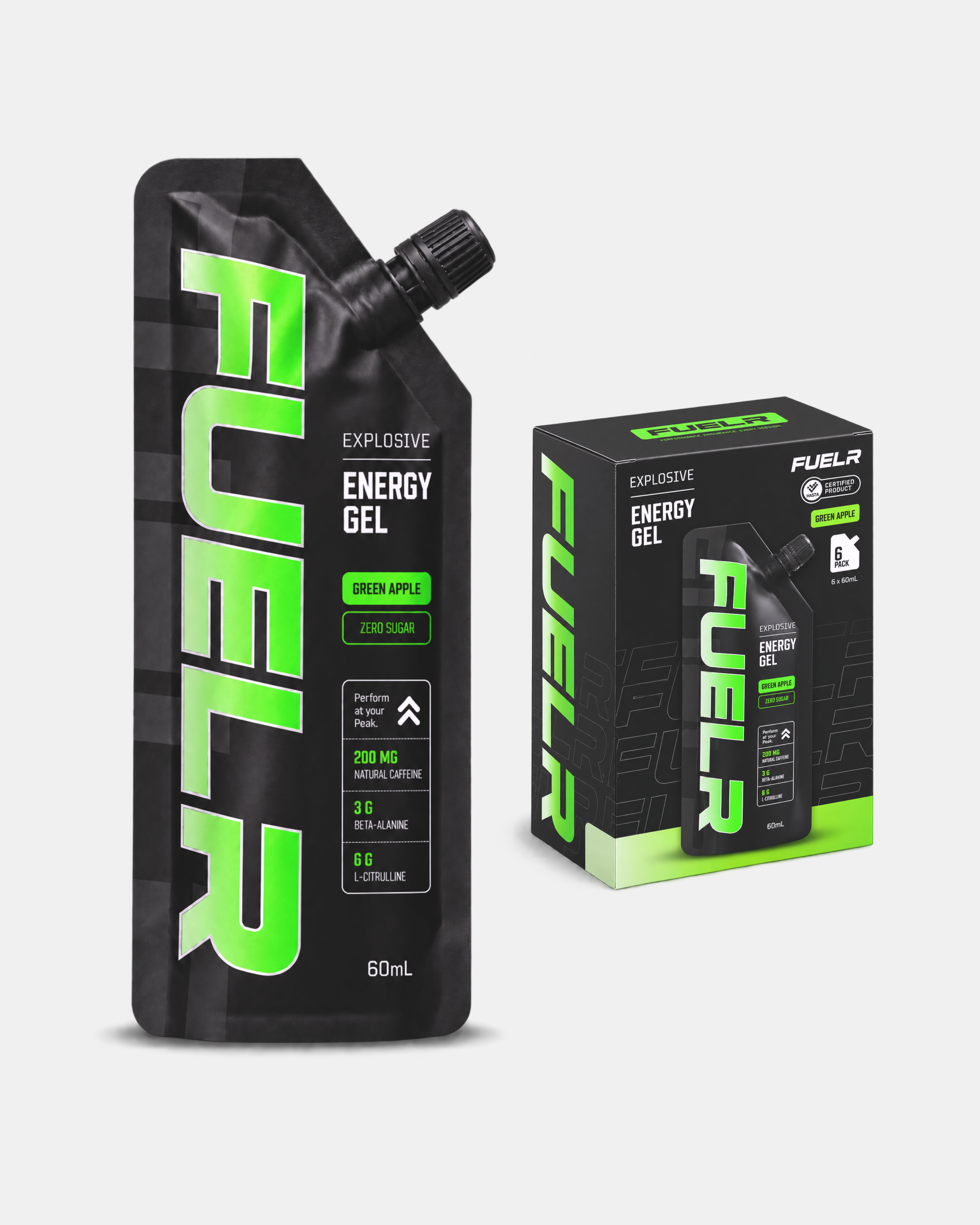 CAFFEINATED ENERGY GELS - GREEN APPLE